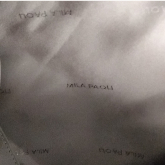 MILA PAOLI Black Leather with  White Accent Stitching Shoulder Handbag - Picture 11 of 12